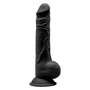 9.5 inch Realistic Silicone Dual Density Dildo with Suction Cup with Balls Black