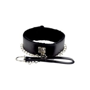 Bound to Please Furry Collar with Leash Black